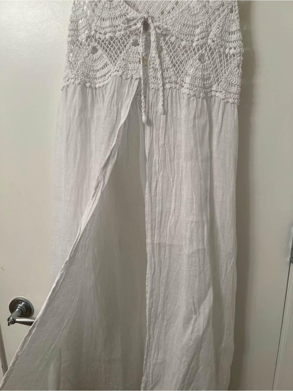 Francesca Bettini Crochet and Linen Cover‑Up – White, One Size - Picture 8 of 10